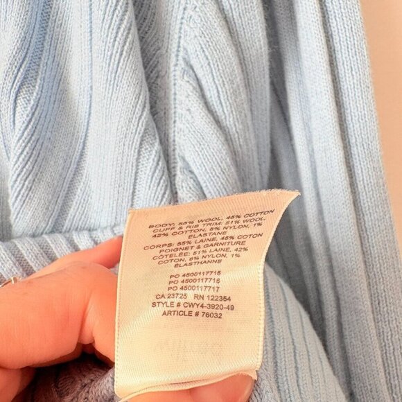 Aritzia Wilfred Thais Knit Plunge Sweater Cardigan Wool Cotton Light Blue Size L - Picture 5 of 5